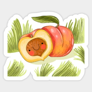 Peach Cartoon Hand Drawn Sticker